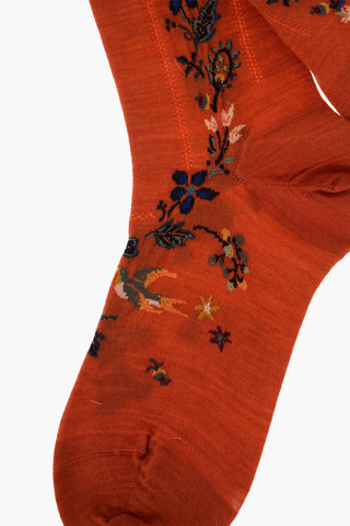 floral embroidered long socks