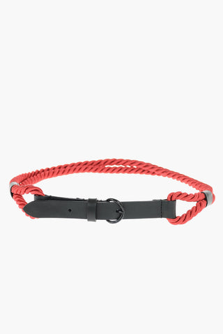 20mm leather and fabric rope belt