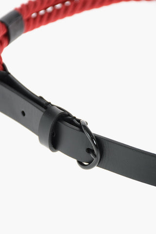 20mm leather and fabric rope belt