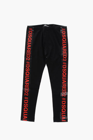 leggings con banda laterale logata