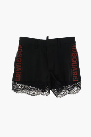 logoed side band shorts with lace details