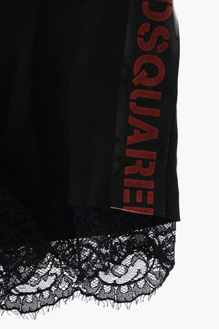 logoed side band shorts with lace details