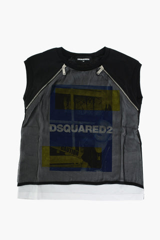 silk t-shirt with zip detail