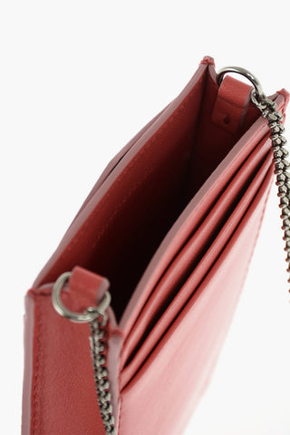 leather pouch with chain shoulder strap