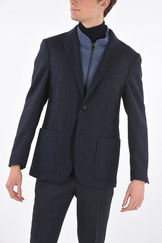 ID Wool Herringbone IDENTITY Blazer with Detachable Lined