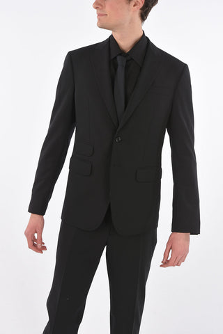 virgin wool side vents peak lapel 2-button LONDON suit
