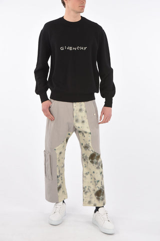 Crew Neck Wool Pullover with Embroidered Logo