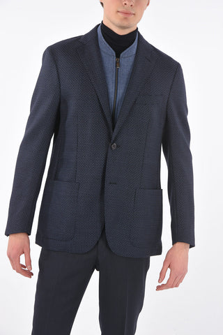ID Virgin Wool Mini Checked Single Breasted Blazer