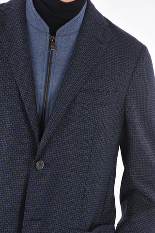 ID Virgin Wool Mini Checked Single Breasted Blazer