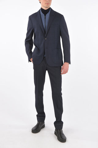 ID Virgin Wool Mini Checked Single Breasted Blazer