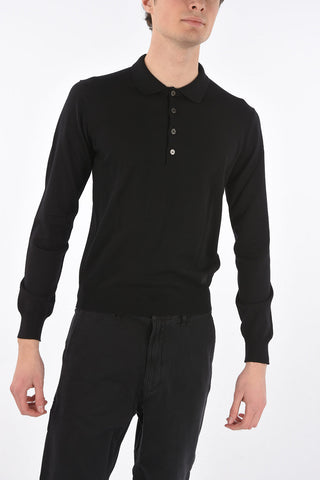 Long-sleeved Virgin Wool Polo