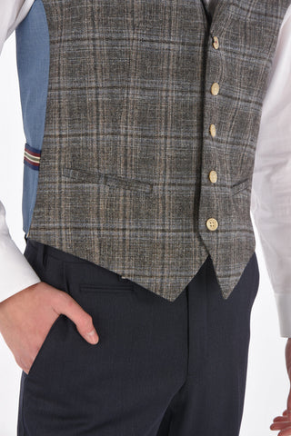 CC COLLECTION Virgin Wool Tartan REWARD Single Breasted Vest