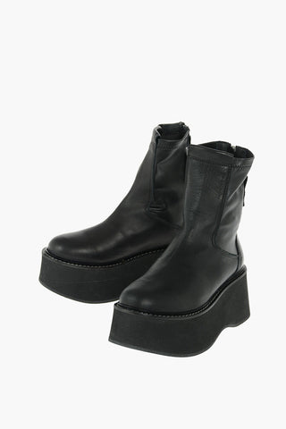 7cm leather SUKIE combat botties with platform