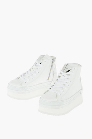 4.5cm leather high top sneakers with platform