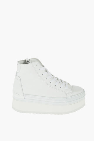 4.5cm leather high top sneakers with platform