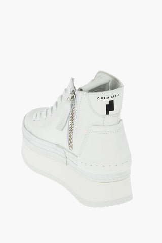 4.5cm leather high top sneakers with platform