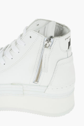 4.5cm leather high top sneakers with platform