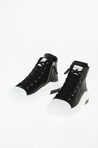 leather ARAIA 74 high top sneakers with side zip