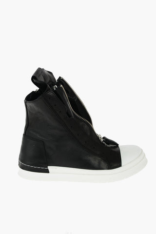 leather SKIN high top sneakers with zip