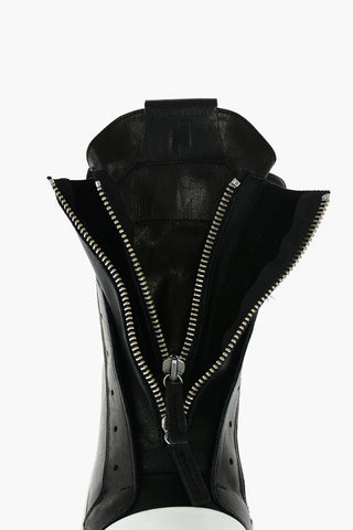 leather SKIN high top sneakers with zip
