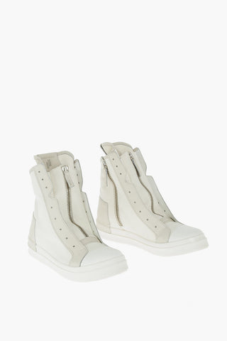 fabric SKIN high top sneakers with leather details