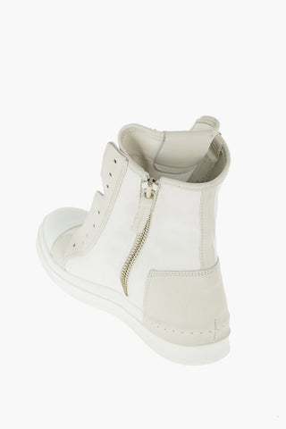 fabric SKIN high top sneakers with leather details