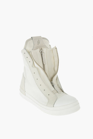 fabric SKIN high top sneakers with leather details
