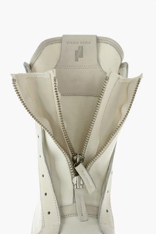 fabric SKIN high top sneakers with leather details