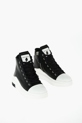 leather ARAIA 74 high top sneakers with side zip