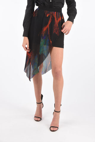 Asymmetric Miniskirt with Pleated Detail