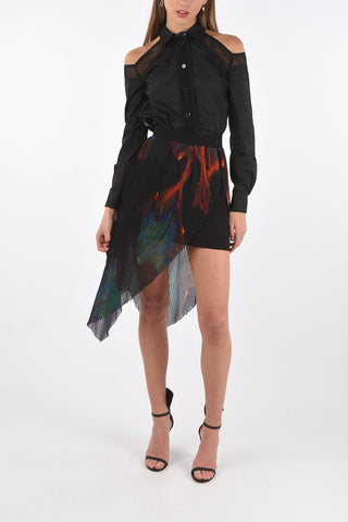 Asymmetric Miniskirt with Pleated Detail