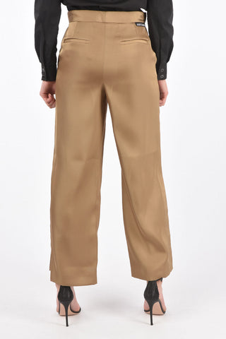 4 Pocket Palazzo Pants with Logo Bottom Splits