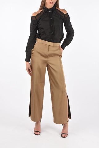 4 Pocket Palazzo Pants with Logo Bottom Splits