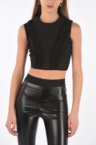 Top Crop con Zip Laterale e Inserti Trasparenti