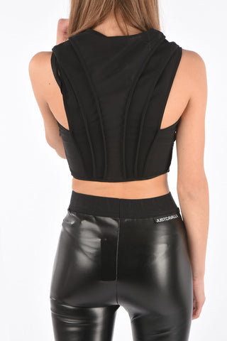 Top Crop con Zip Laterale e Inserti Trasparenti