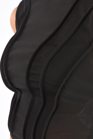 Top Crop con Zip Laterale e Inserti Trasparenti