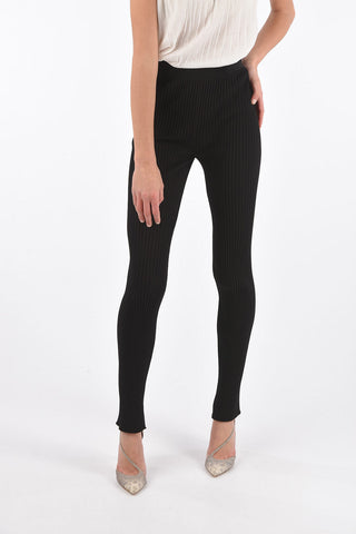Leggings in Jersey a Coste con Elastico in Vita