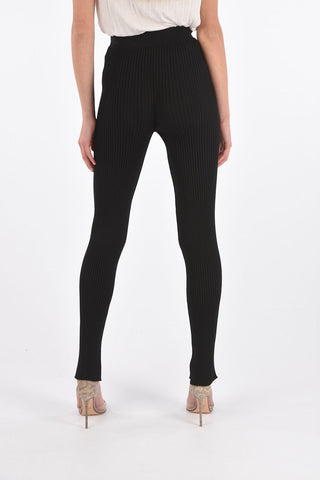 Leggings in Jersey a Coste con Elastico in Vita