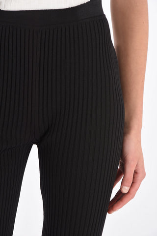 Leggings in Jersey a Coste con Elastico in Vita