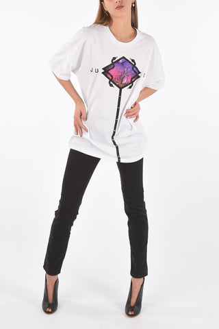 Crew Neck Printed OVERSIZED T-Shirt with Strass