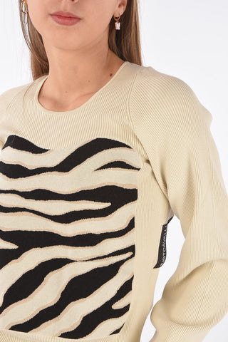 Maglia a Costine con Dettaglio Zebrato