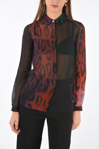 Leopard Patterned Shirt with Hidden Buttoning