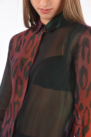 Leopard Patterned Shirt with Hidden Buttoning