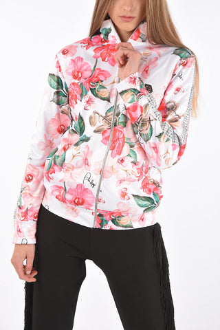 COUTURE felpa mock con zip stampa floreale