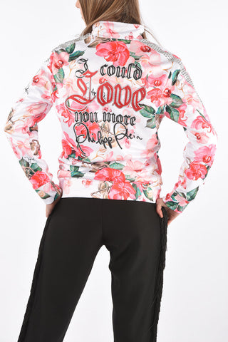 COUTURE felpa mock con zip stampa floreale