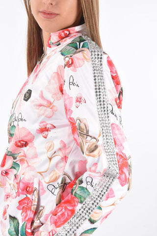 COUTURE felpa mock con zip stampa floreale