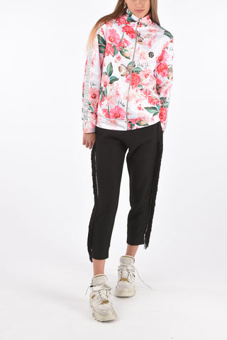 COUTURE felpa mock con zip stampa floreale