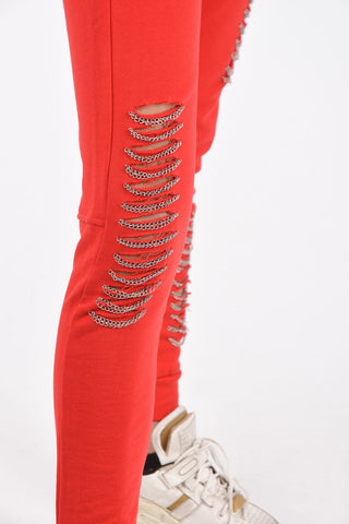 COUTURE distressed PP1978 Jogger pants with chain details