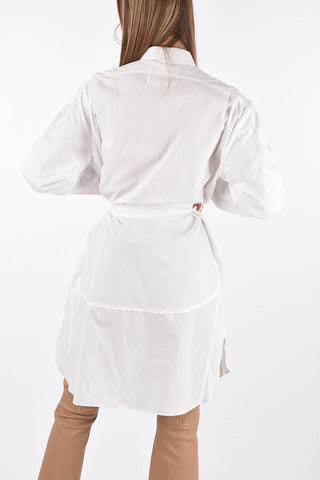 UPCYCLED Oversized Cotton Shirt with Breast-pocket and Belt