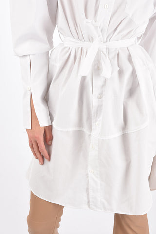UPCYCLED Oversized Cotton Shirt with Breast-pocket and Belt